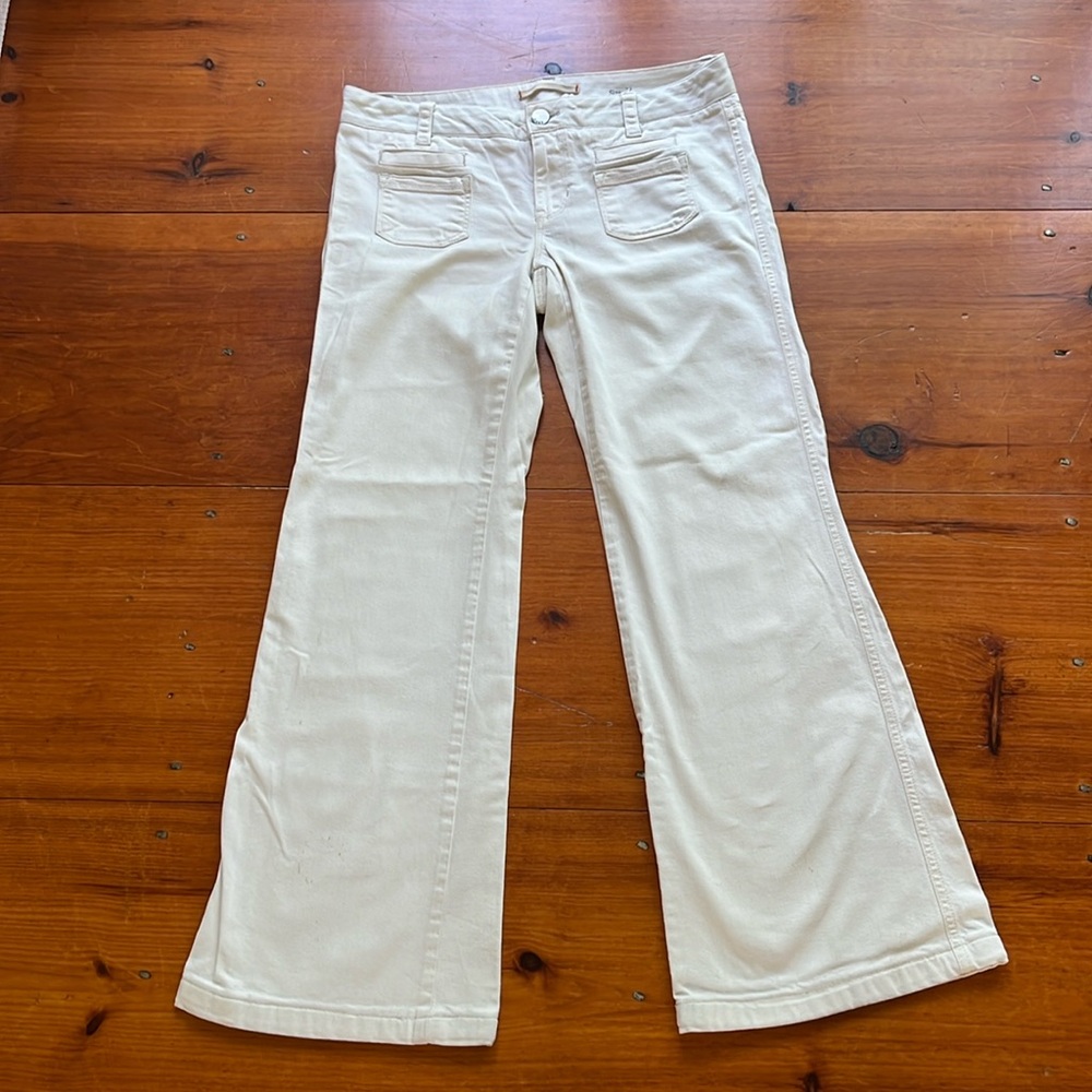 Gap 1969 Vintage White Wide Leg Flared Pants Front Pockets Y2K 27